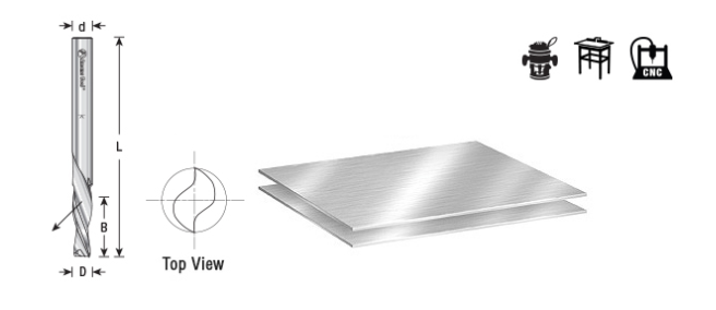 Amana Tool HSS 2F 3/16 in x 1/4 inx2-7/8 in Down Cut HSS1651