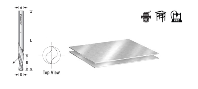 Amana Tool HSS 2F 1/4 in x 1/4 in x 2-3/4 in Down Cut HSS1652