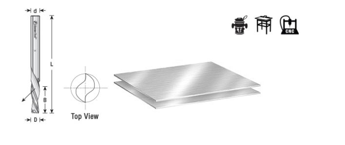 Amana Tool HSS 2FL 1/4 in x 1/4 in x 3 in Down-Cut HSS1655