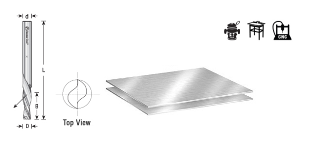 Amana Tool HSS Aluminum 2FL 1/4 in x 1/4 in Down Cut HSS1656