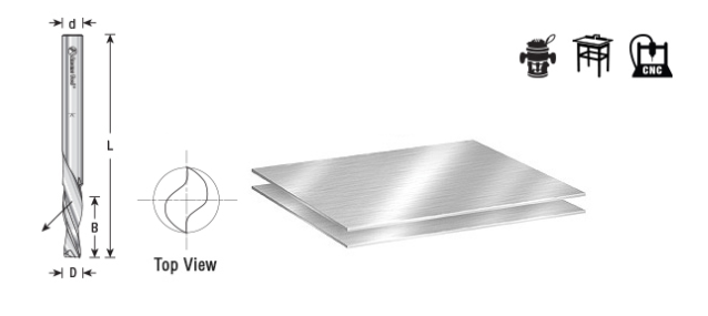 Amana Tool HSS 2F 5/16 in x 1/2 inx3-1/4 in Down Cut HSS1657