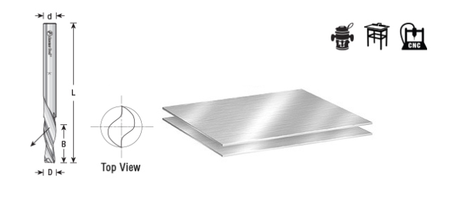 Amana Tool HSS 2FL 5/16 in x 5/16 in x 3 in Down Cut HSS1658