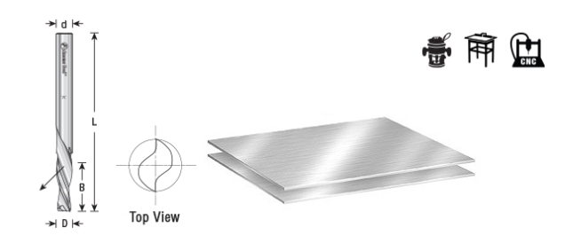 Amana Tool HSS Aluminum 2F 1/2 in x 1/2 in Down Cut HSS1661