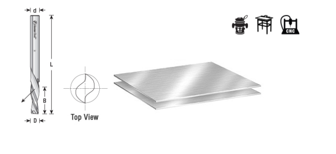 Amana Tool HSS 2FL 3/4 in x 1/2 inx3-1/4 in Down Cut HSS1663