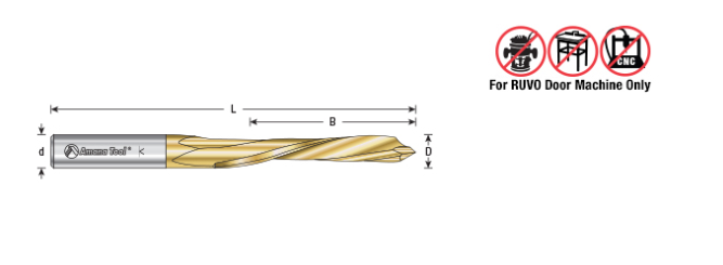 Amana Tool HSS TIN Door Bit 1/2 inx2-1/2 in HSS1702TIN