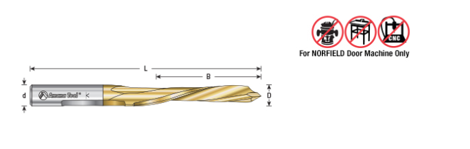 Amana Tool HSS TIN DOR Bit 1/2 in x 2-1/2 in Flat HSS1705TIN