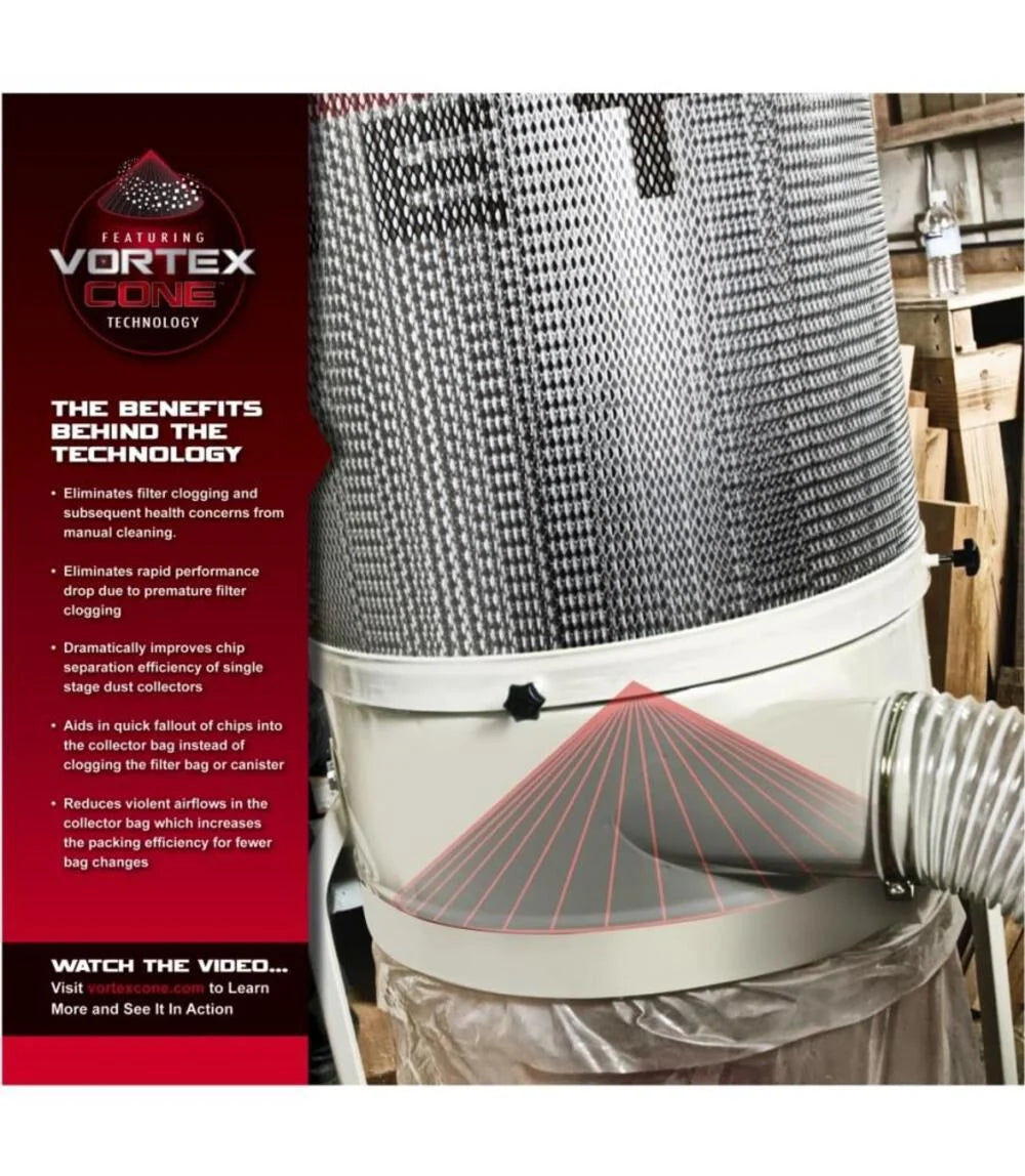 Jet DC-1200VX-BK1 Dust Collector, 2HP 1PH 230V, 30-Micron Bag Filter Kit 710701K