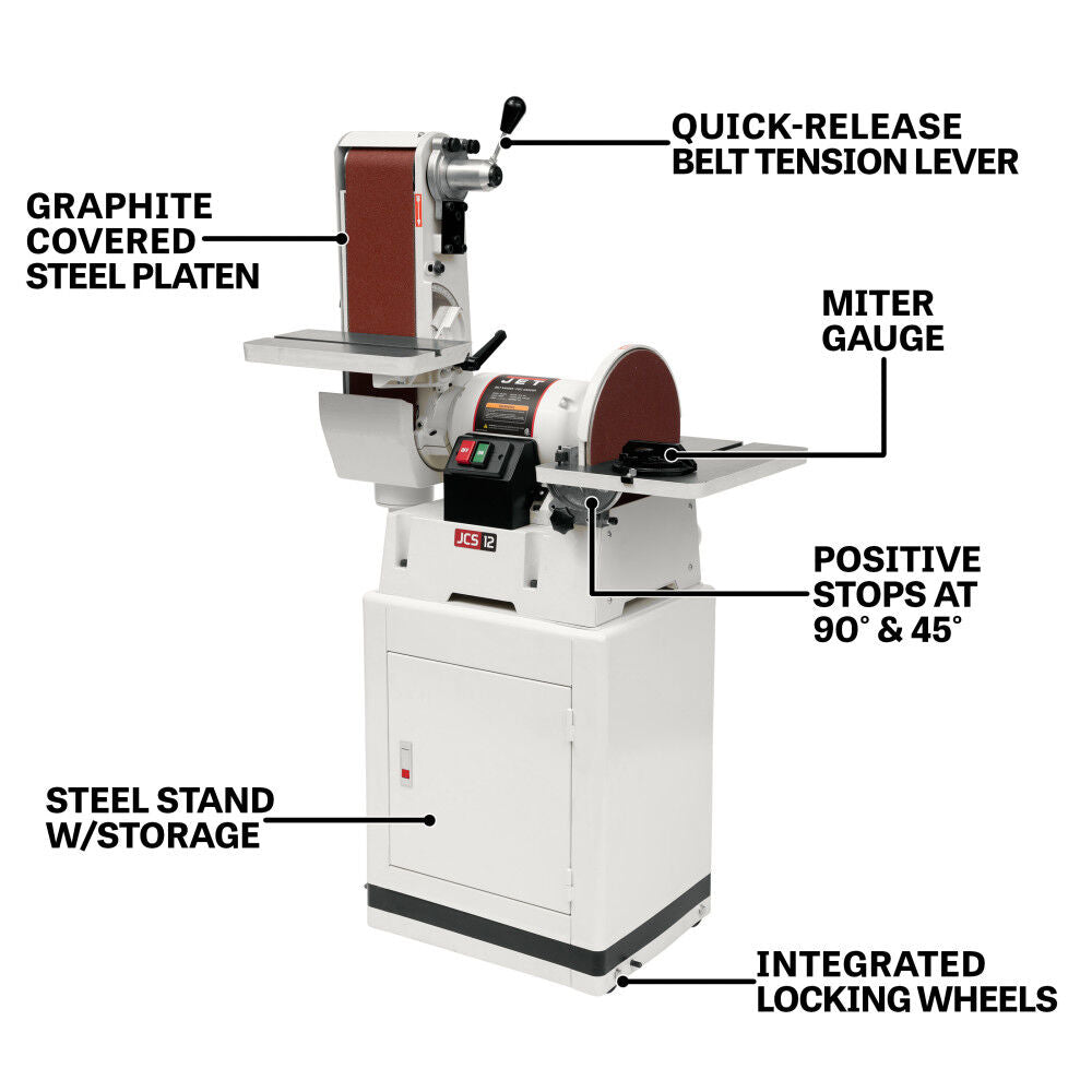 Jet JSG-6CS, 6 in. x 48 in. Belt/12 in. Disc Sander with Closed Stand, 1.5HP 1PH 115/230V 708598K