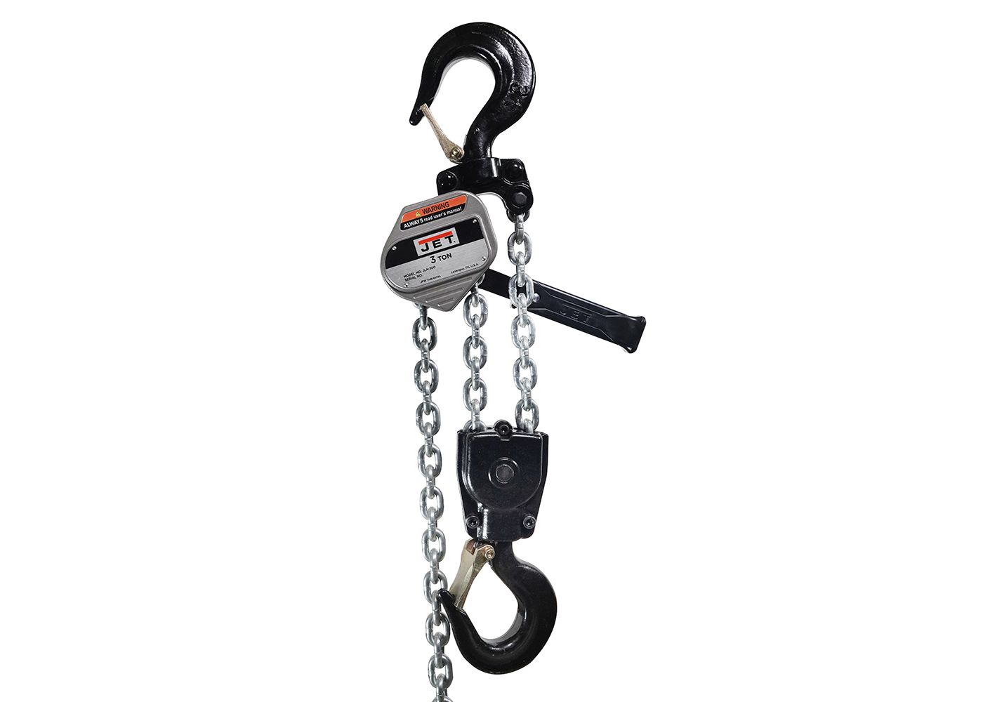 Jet JLA-300-15SH, JLA Series 3 Ton Lever Hoist, 15 ft. Lift & Shipyard Hooks 375815