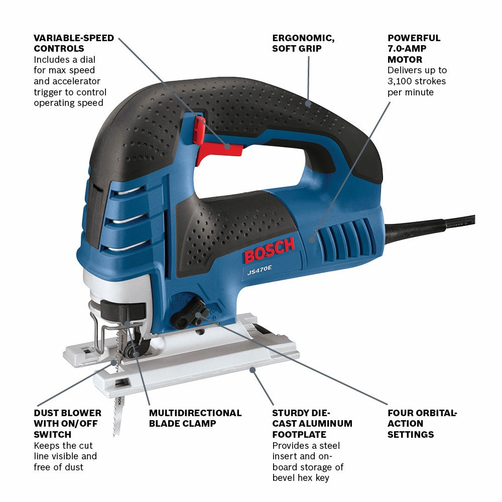 Bosch Top Handle Jigsaw, 7.0A JS470E