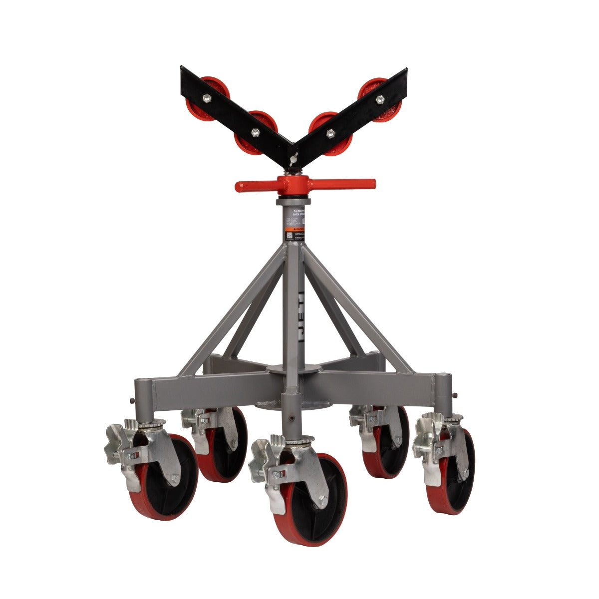 Jet 5 Leg Pipe Jack Stand w/ Casters & Steel Rollers JPJ-5LG-SR JT1-2405