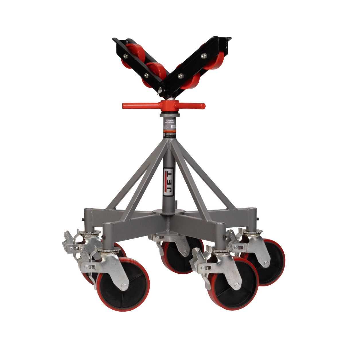 Jet 5 Leg Pipe Jack Stand w/ Casters & Steel Rollers JPJ-5LG-SR JT1-2405