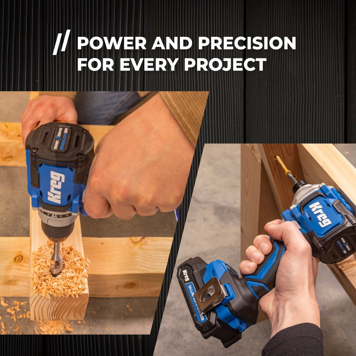 Kreg 20V Ionic Drive 1/2" Compact Drill + 1/4" Compact Impact Driver Combo Kit KPTBDRDV2550A