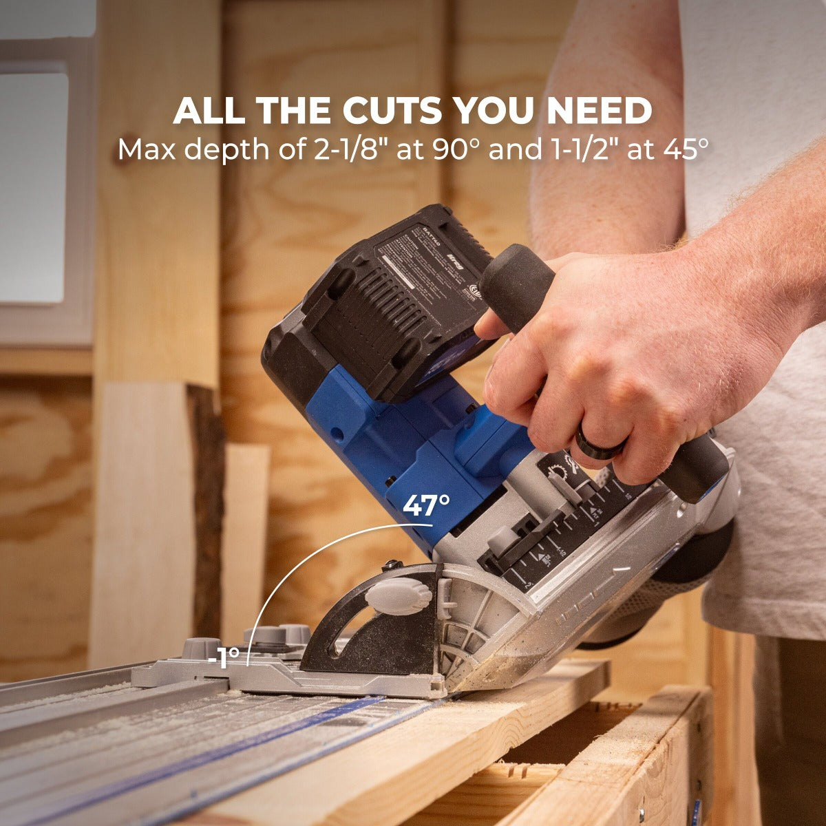 Kreg 20V Ionic Drive 6-1/2" Plunge-Cut Track Saw Kit KPTBPS100A