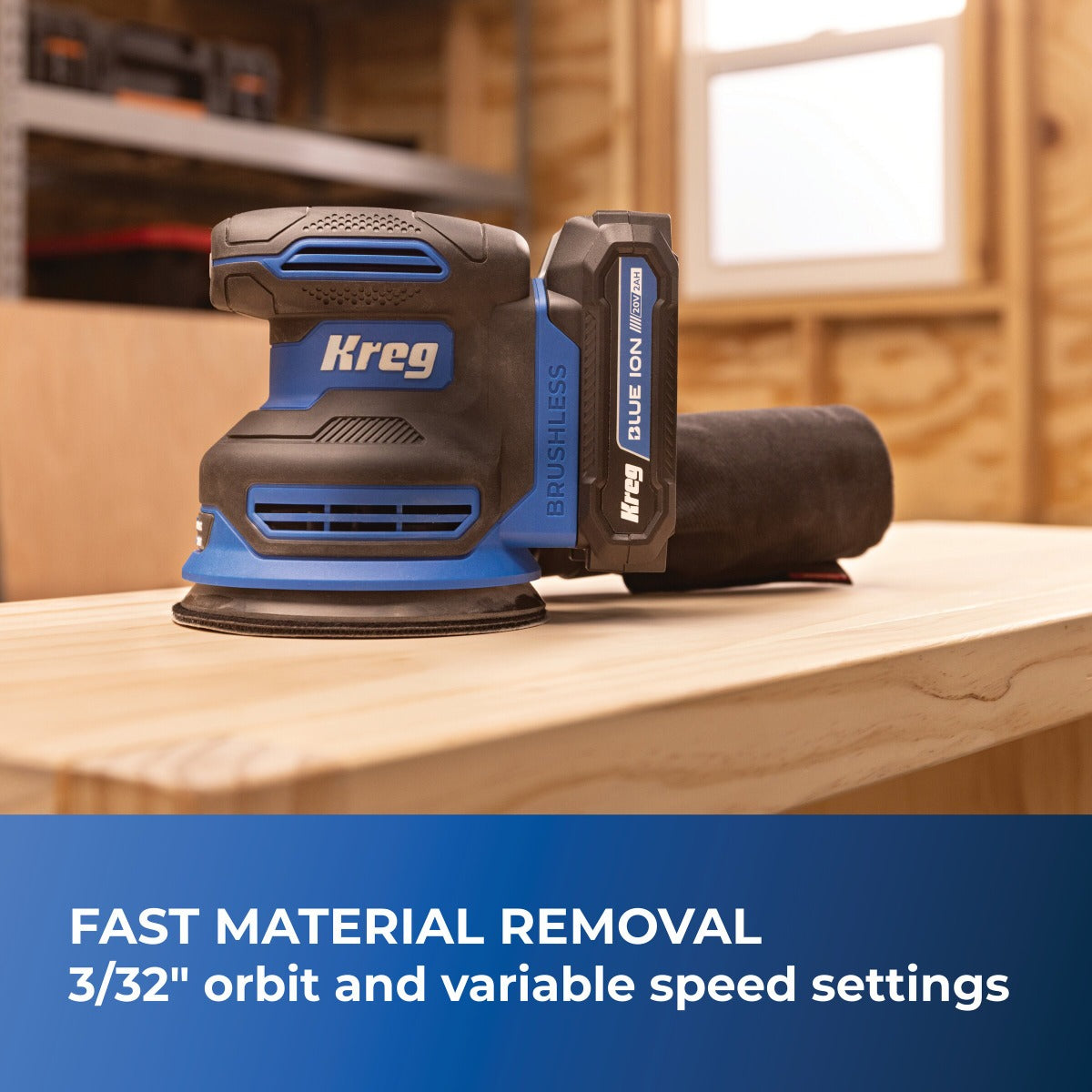 Kreg 20V Ionic Drive 5" Random Orbit Sander Kit KPTBRS500A