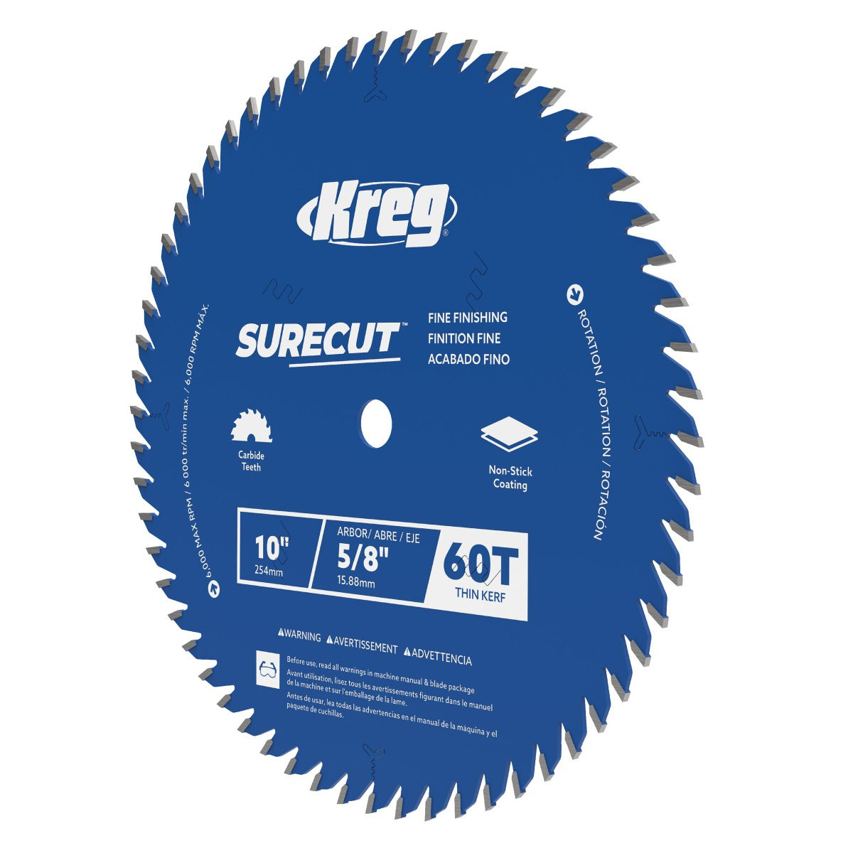 Kreg 10" SureCut Fine Finishing 60-Tooth Saw Blade KSB10FF60