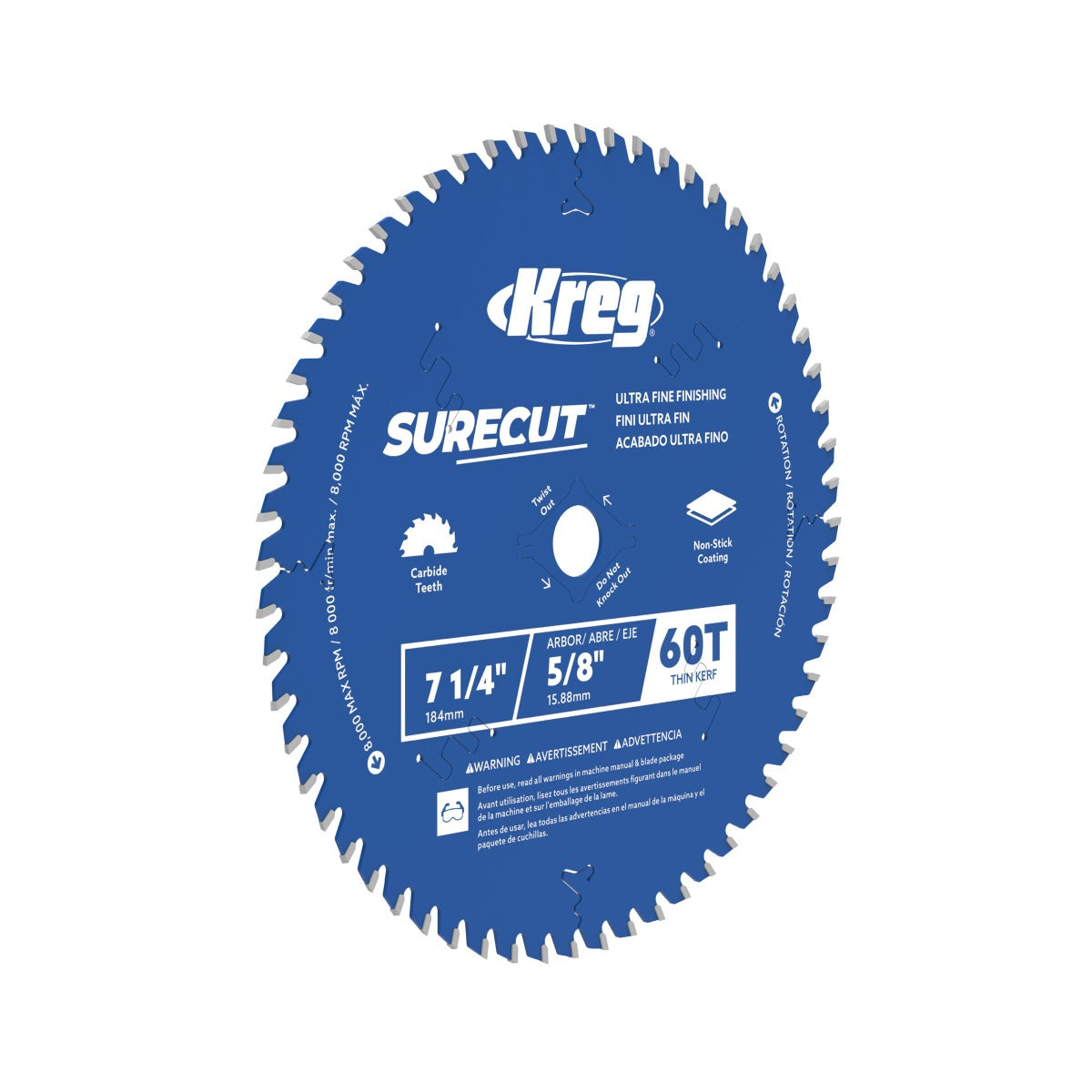 Kreg 7-1/4" SureCut Ultra Fine Finishing 60-Tooth Saw Blade KSB725UFF60