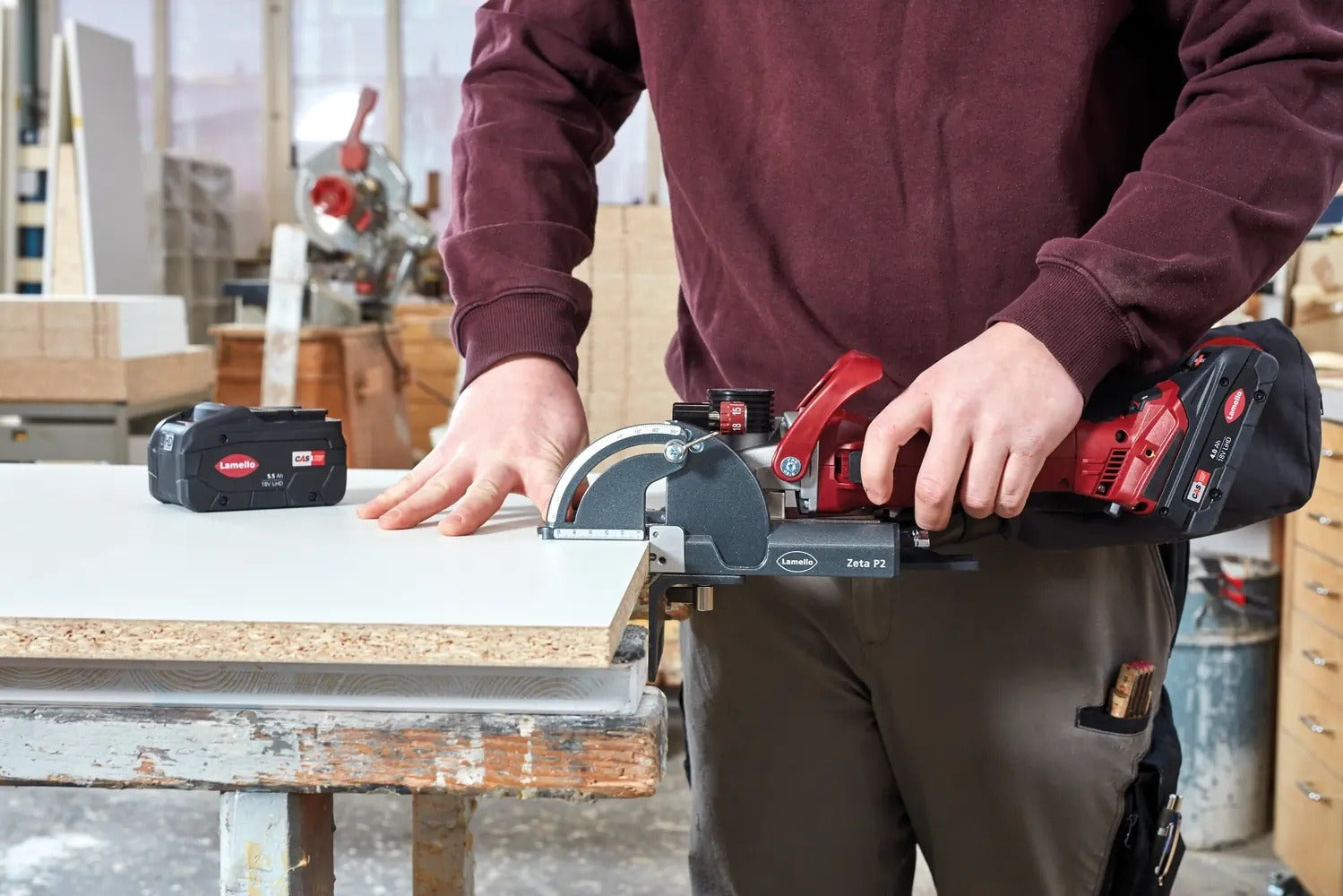 Lamello Zeta P2 Cordless 18V Ultimate P-System & Standard Joinery Kit with Diamond & Carbide Cutters, Pro Connector Assortment, 1000 #20 Biscuits & Flex Tool 101801DSULTIMATE