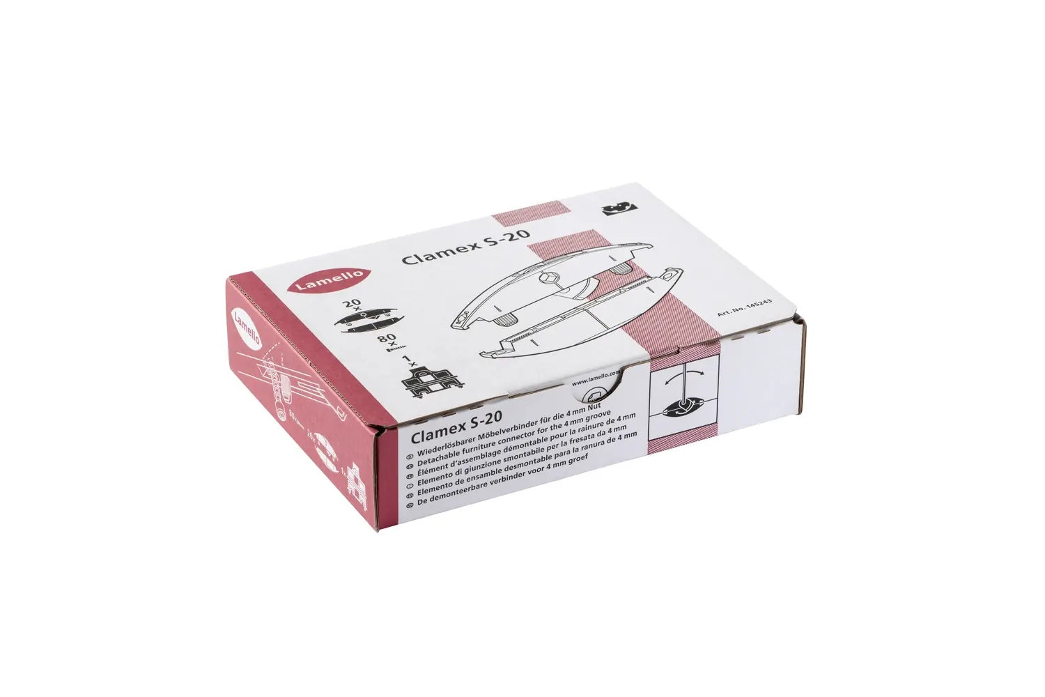 Lamello Clamex S-20 Detachable Connectors, 20 Pairs with Screws & Jig 145243