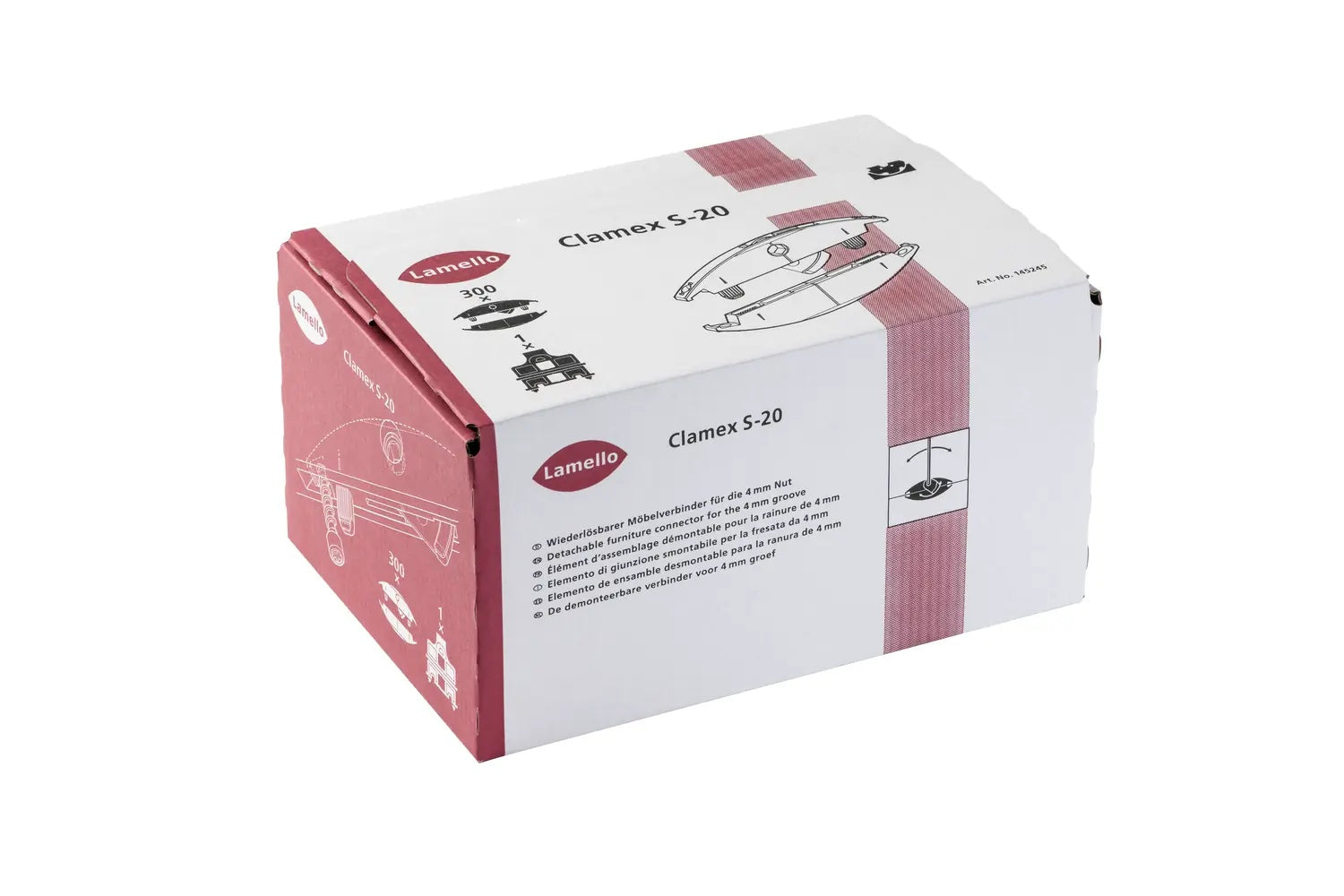 Lamello Clamex S-20 Detachable Connectors, 300 Pairs with Jig 145245