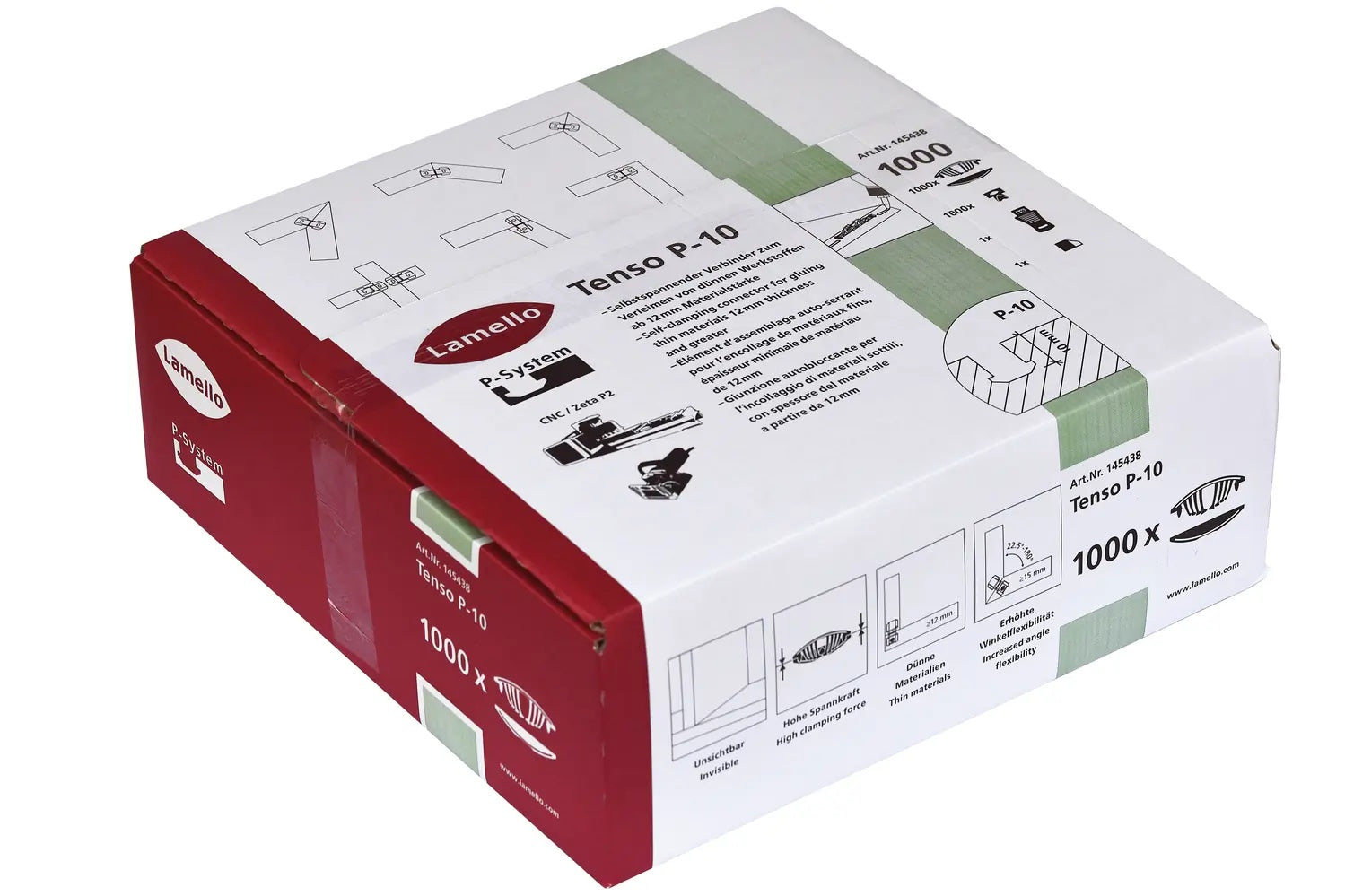 Lamello Tenso P-10 P-System Self-Clamping Gluing Connectors, 1,000 Pairs 145438