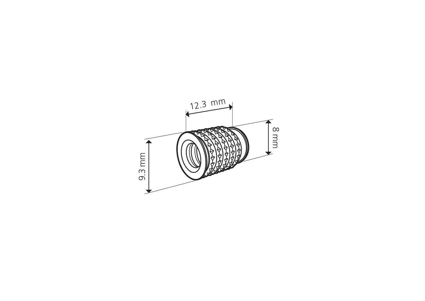 Lamello Cabineo M6 Threaded Insert Nuts, 12.3mm, 100 Count 186370