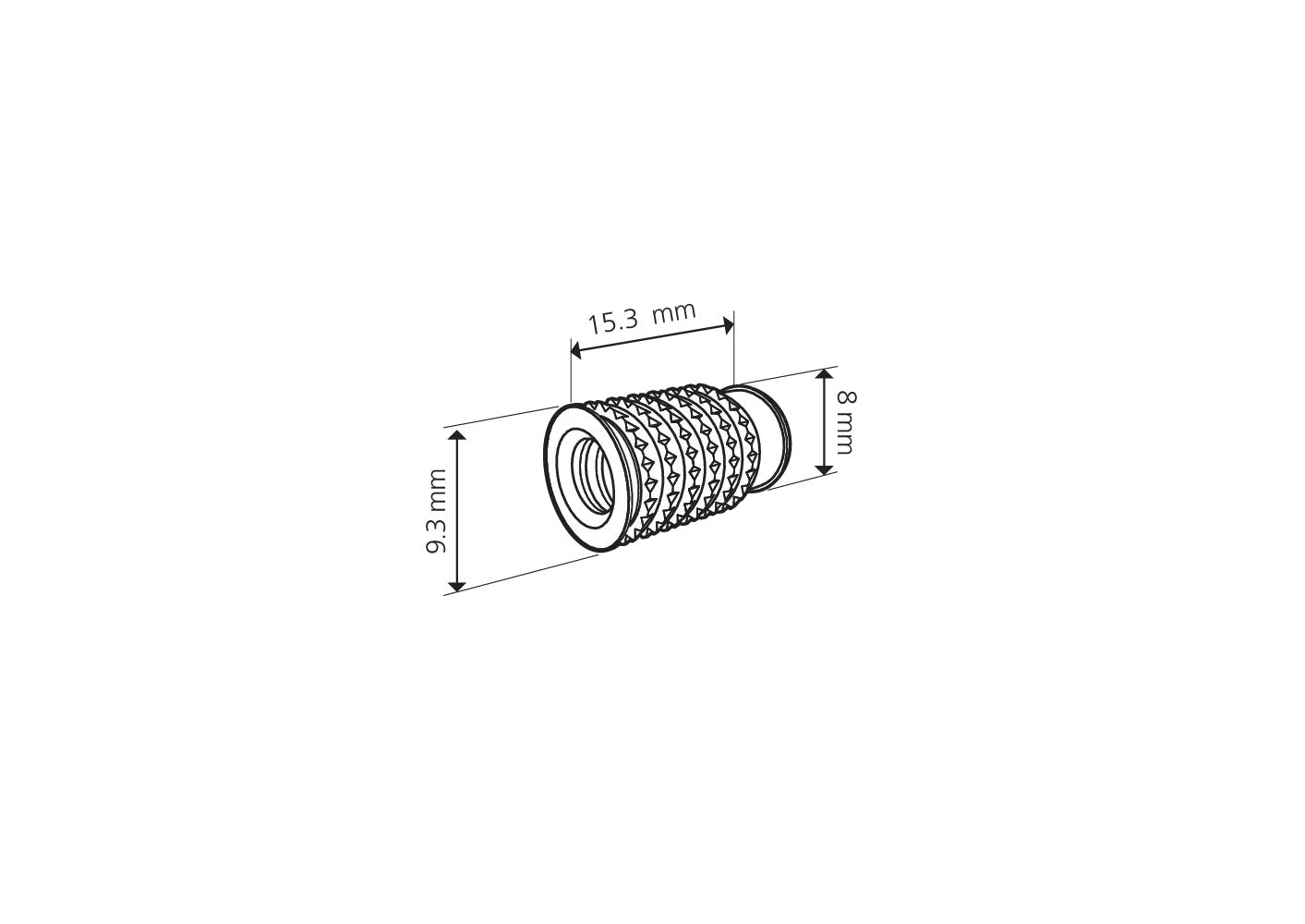 Lamello Cabineo M6 Threaded Insert Nuts, 15.3mm, 500 Count 186376
