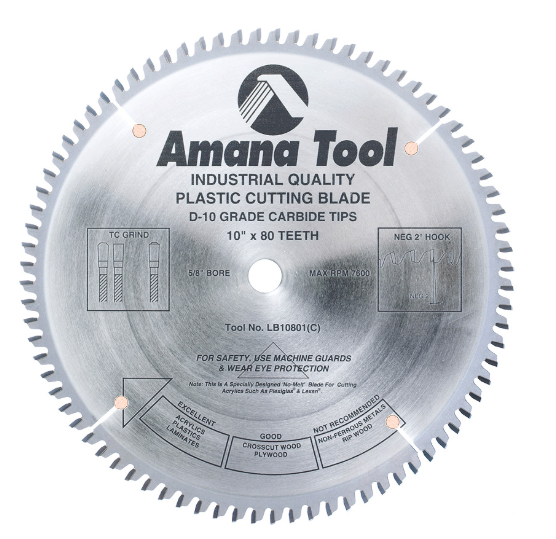 Amana Tool 10 in /80T Plastic Non-Melt M-TCG LB10801