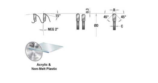 Amana Tool 220mm/64T No-Melt TCG 30mm Bore LB220T641