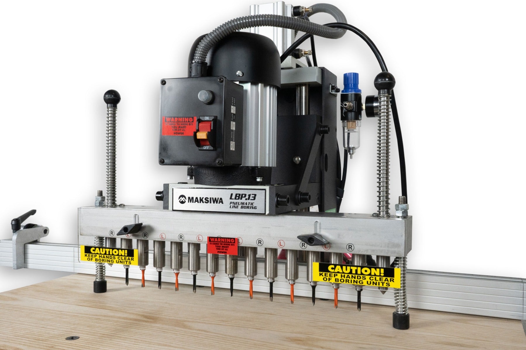 Maksiwa Pneumatic Line Boring Machine, 13 Spindle Line, 1 Phase, 110V LBP.13