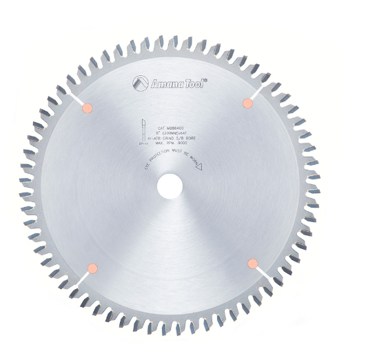 Amana Tool 8 in /64T Melamine Saw H-ATB Grind MB86400