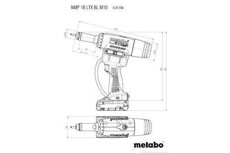 Metabo Cordless Rivet Nut Gun Kit w/ 8.0Ah Battery NMP 18 LTX BL M10 601788840625369000K