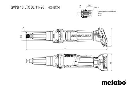 Metabo Cordless Die Grinder 18V GVPB 18 LTX BL 11-28 600827860