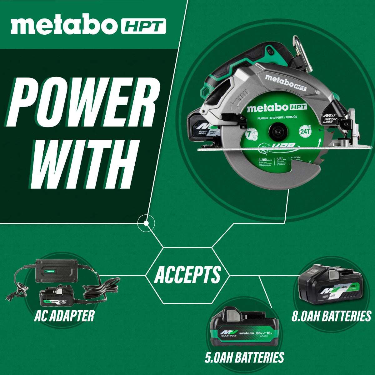 Metabo 36V MultiVolt "The Stud" 7-1/4" Circular Saw w/ Torque Boost (Tool Only) C3607DBQ4M