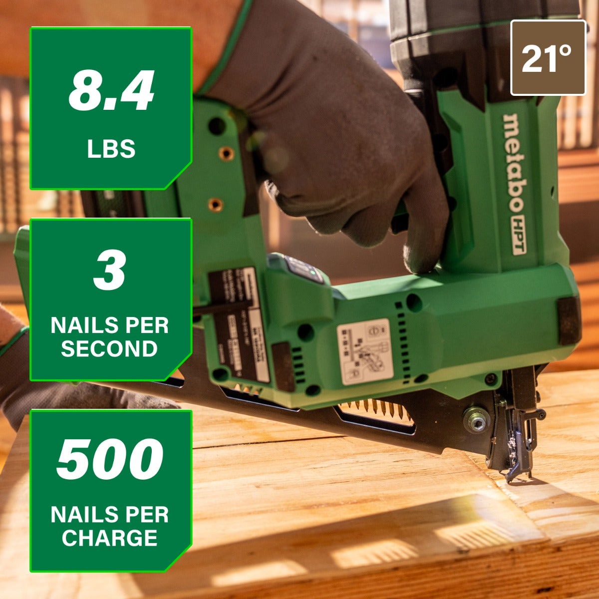Metabo 18V Cordless 21º Plastic Strip Framing Nailer (1x4.0Ah) NR1890DRAM