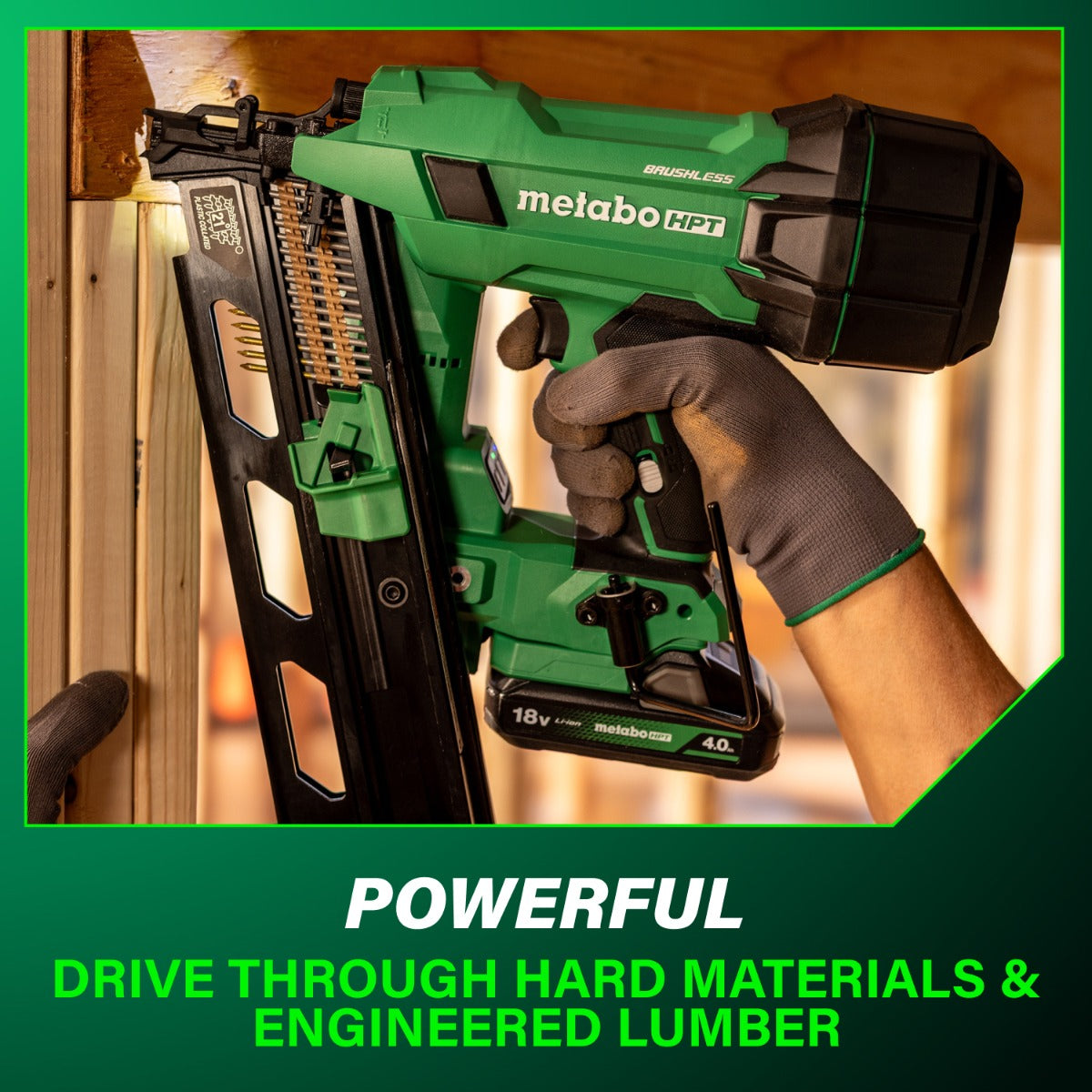 Metabo 18V Cordless 21º Plastic Strip Framing Nailer (1x4.0Ah) NR1890DRAM