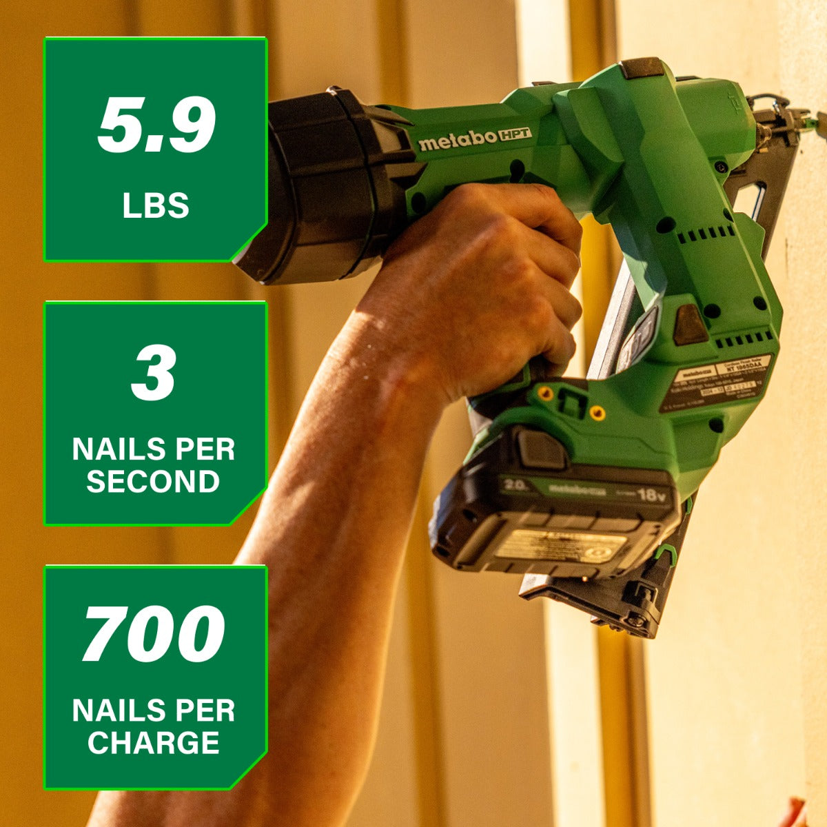Metabo 18V Cordless 15GA Angled Finish Nailer (1x2.0Ah) NT1865DAAM