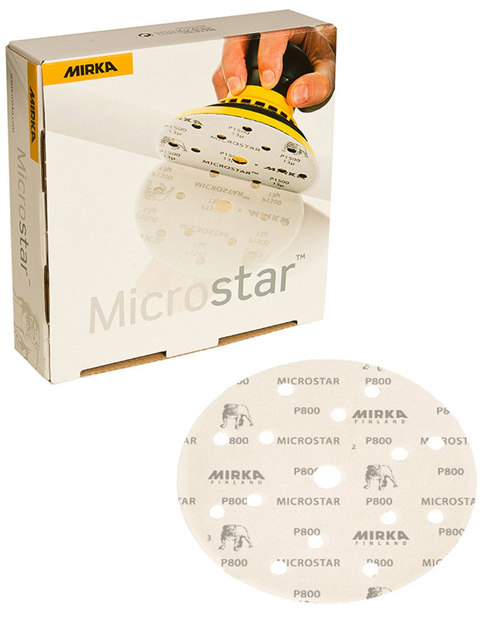 Mirka Microstar 6 in. 1500G 15-Hole Grip Film-Backed Disc, Qty 50 FM-611-1500