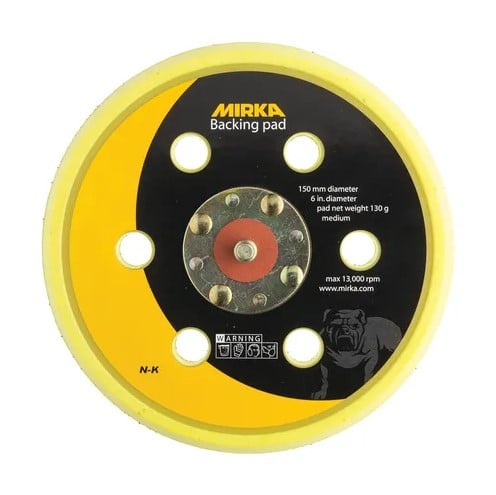 Mirka 6 in. 6 Hole Grip Soft Faced Vacuum Backup Pad 5/16 in. x 24 thread, Qty 1 106SGV