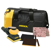 Mirka 3"x4" Pneumatic Orbital Sander + Groove Interface Pad + Ultimax Ligno Grip P180 + Tool Bag Bundle MUS-SUM25-PN2