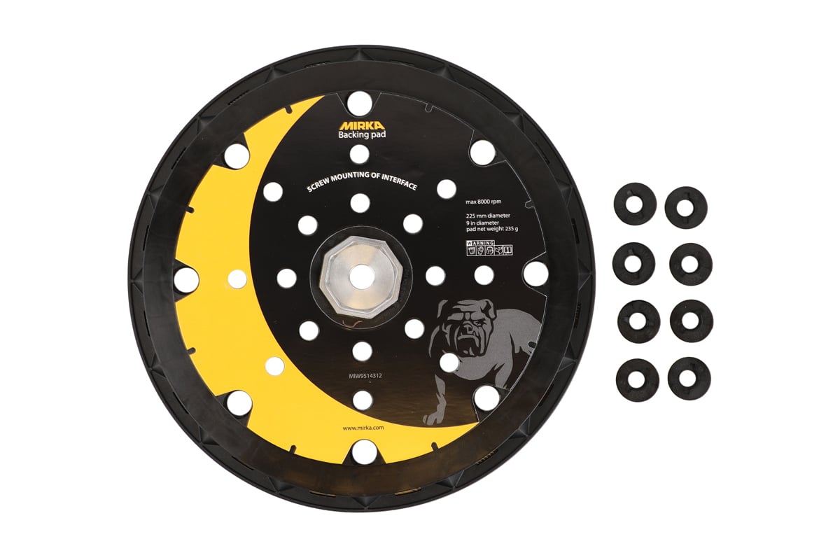 Mirka 9 in. 25 Hole Grip Backup Pad for LEROS w/ 8 screws MIW9514312