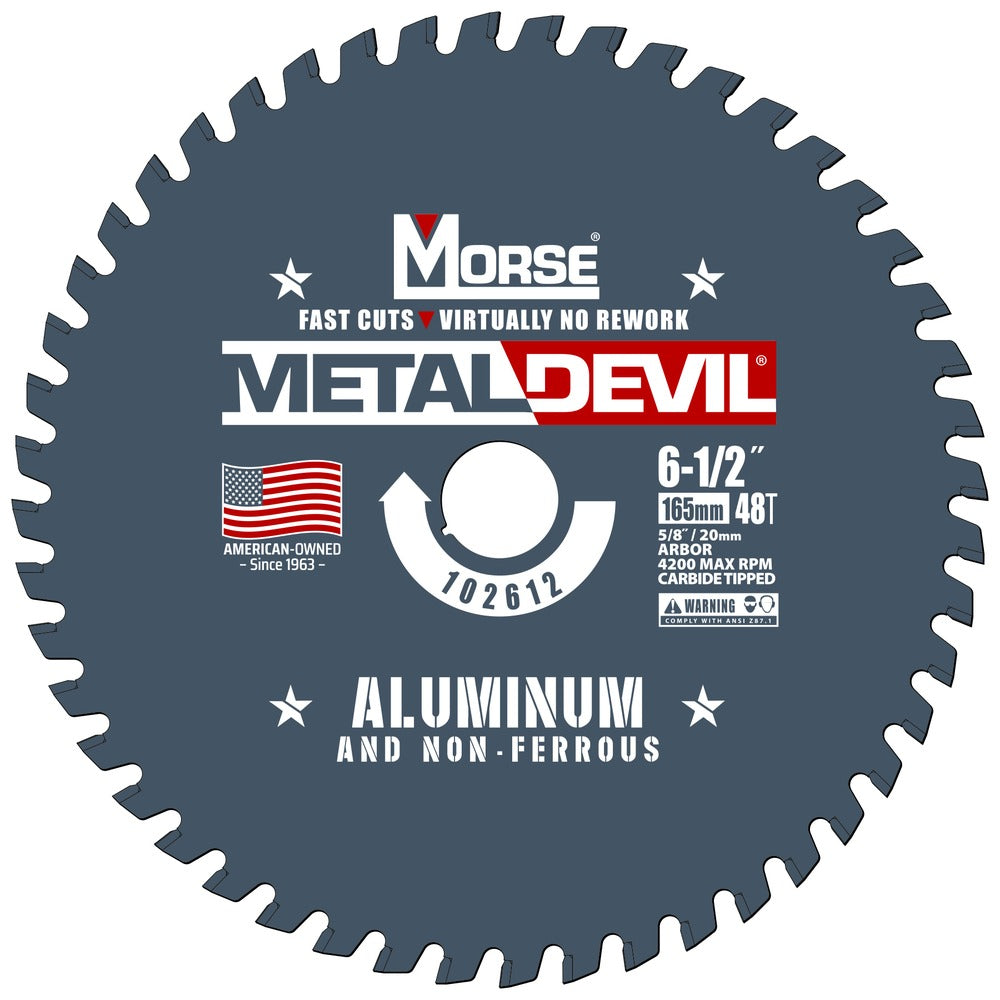 MK Morse 6-1/2" 48T Metal Devil Stainless Steel Cutting Circular Saw Blade 20mm Arbor 102599