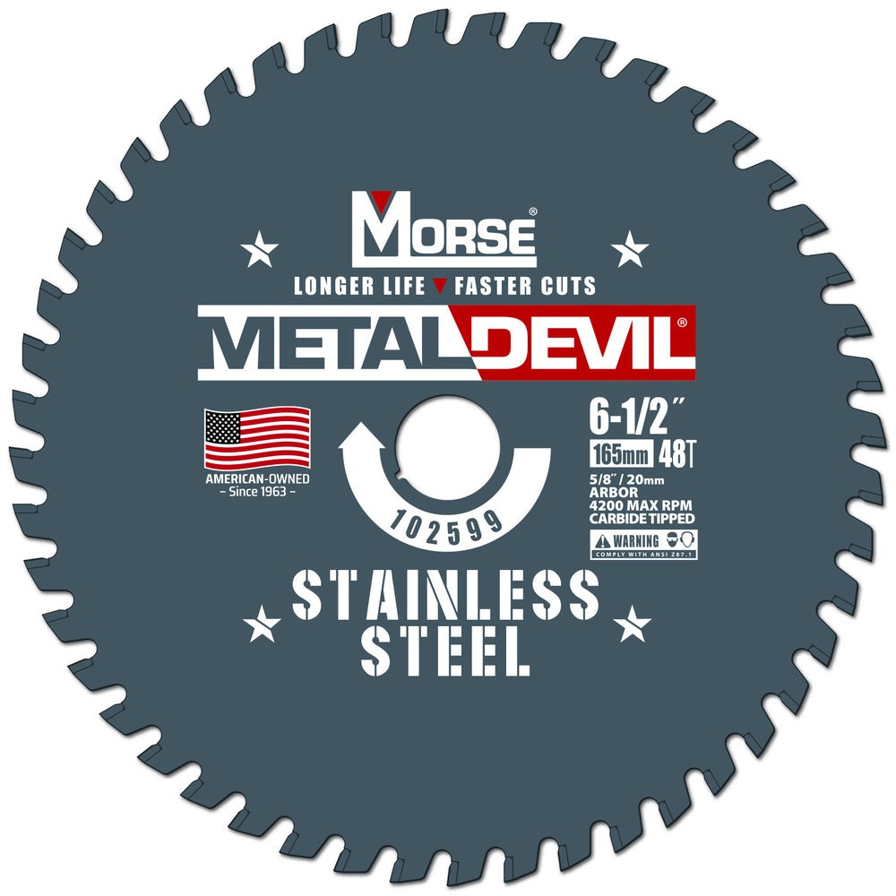 MK Morse 6-1/2" 48T Metal Devil Aluminum Cutting Circular Saw Blade 20mm Arbor 102612