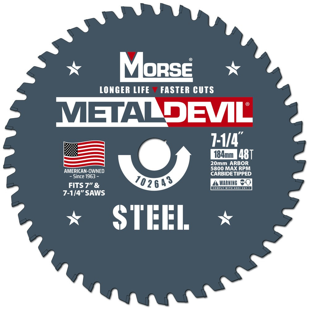 MK Morse 7-1/4" 48T Metal Devil Steel Cutting Circular Saw Blade 5/8" Arbor 102636