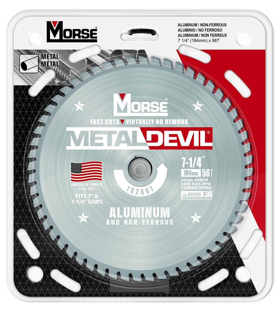 MK Morse 7-1/4" 56T Metal Devil Aluminum Cutting Circular Saw Blade 5/8" Arbor 102650