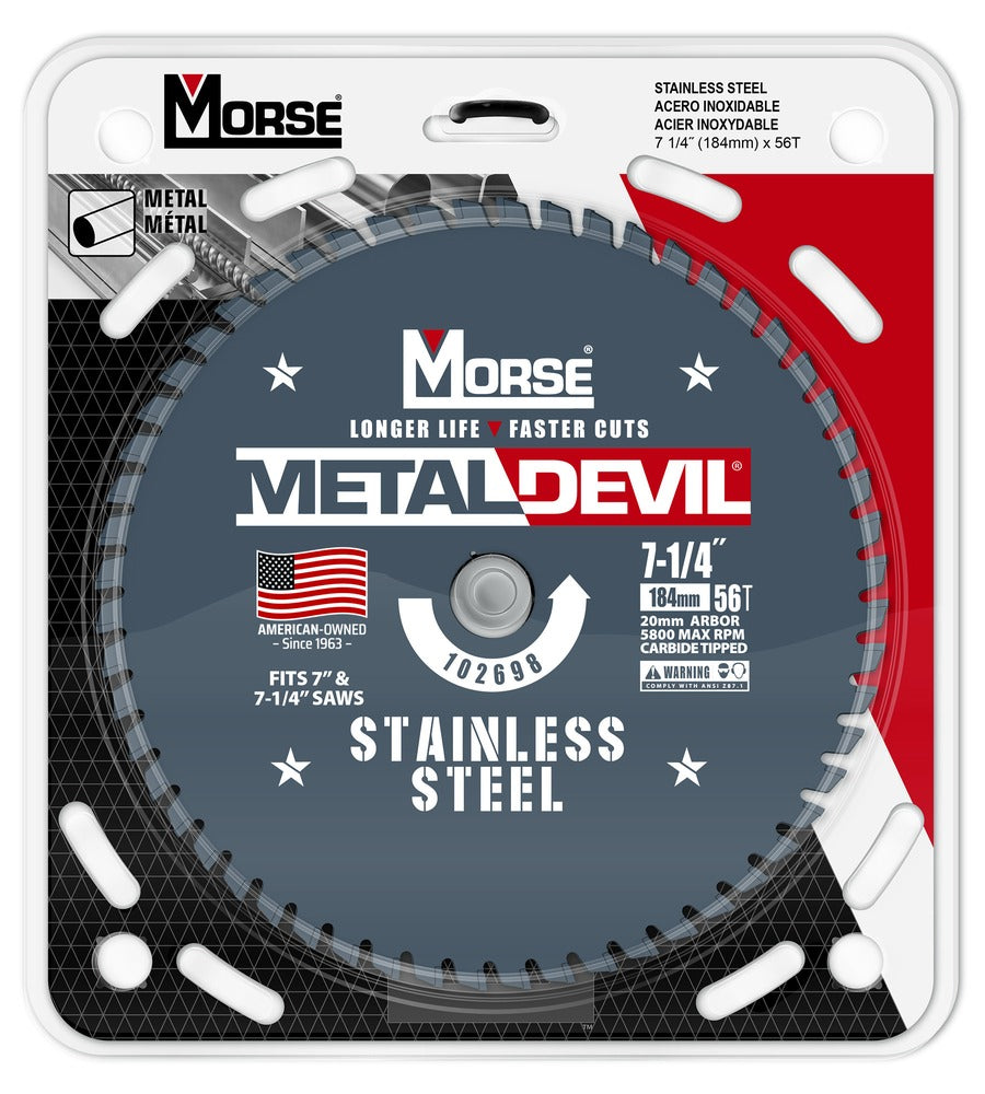 MK Morse 7-1/4" 56T Metal Devil Aluminum Cutting Circular Saw Blade 20mm Arbor 102667