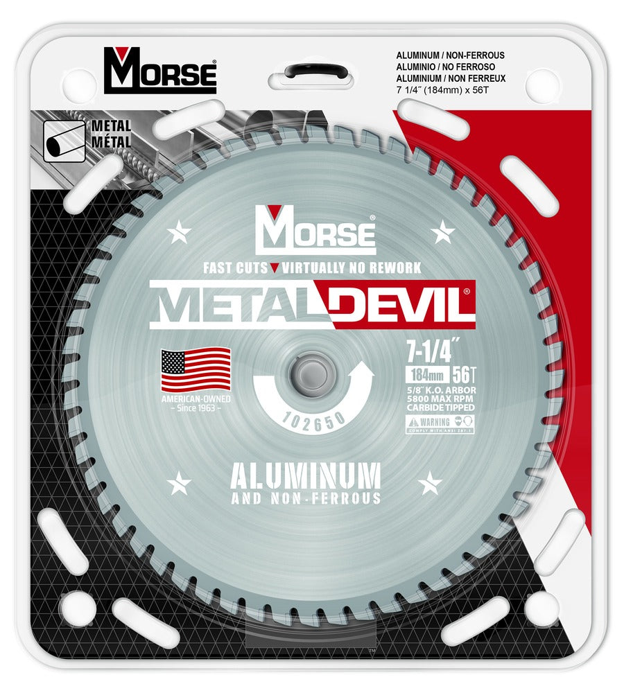 MK Morse 7-1/4" 56T Metal Devil Stainless Steel Cutting Circular Saw Blade 20mm Arbor 102698