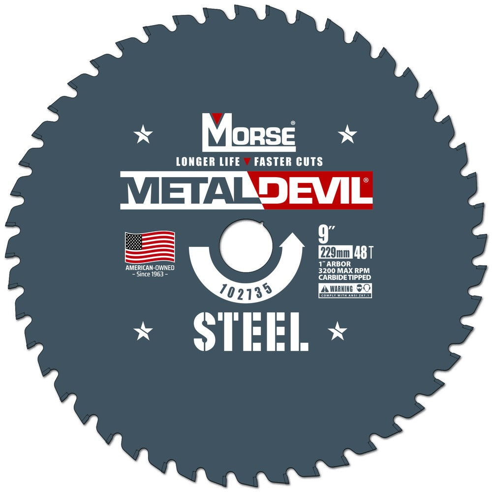 MK Morse 9" 48T Metal Devil Steel Cutting Circular Saw Blade 1" Arbor 102735