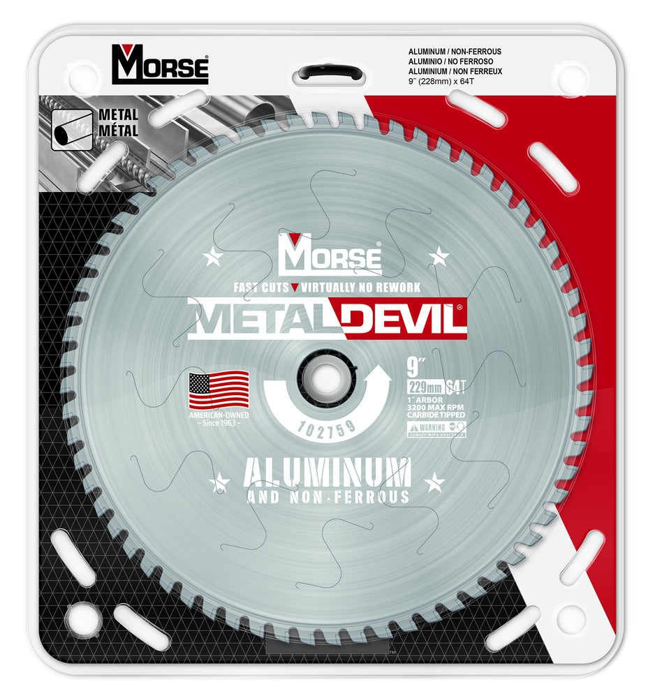 MK Morse 9" 64T Metal Devil Aluminum Cutting Circular Saw Blade 1" Arbor 102759