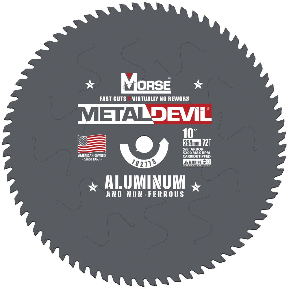 MK Morse 10" 72T Metal Devil Aluminum Cutting Circular Saw Blade 102773